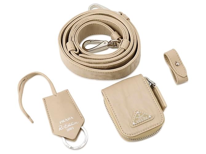 Borsa a mano in pelle Prada Triangle Beige - vista 18