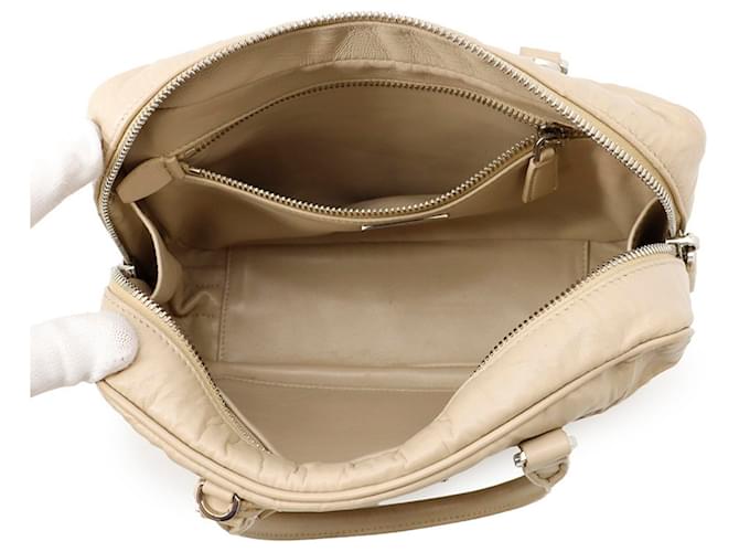 Borsa a mano in pelle Prada Triangle Beige - vista 6