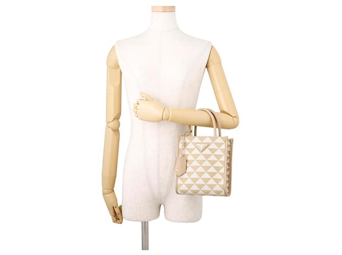 Borsa a mano e spalla 2-Way Prada Bianco Beige - vista 4