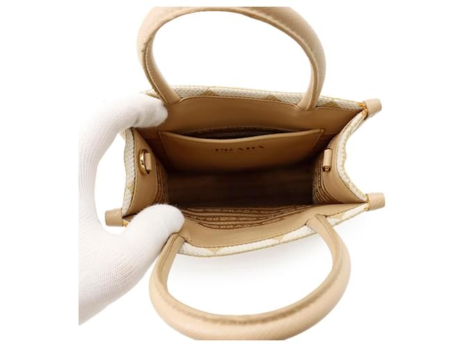 Borsa a mano e spalla 2-Way Prada Bianco Beige - vista 6