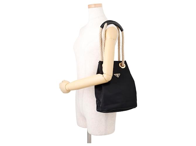 Prada Triangle Mariner Small Bucket Bag Nero - vista 4