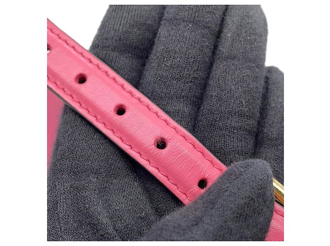 Borsa a tracolla Prada Triangle Cleo in pelle di vitello rosa - vista 12