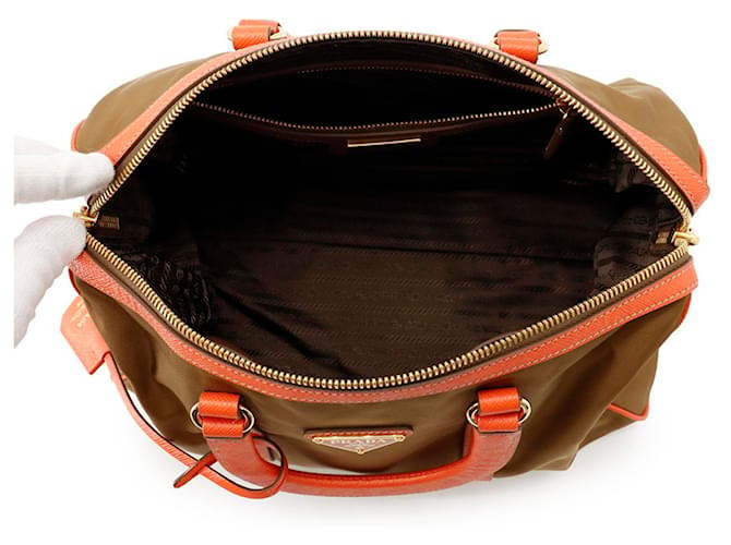 Borsa Prada Triangle Arancione Cachi - vista 6