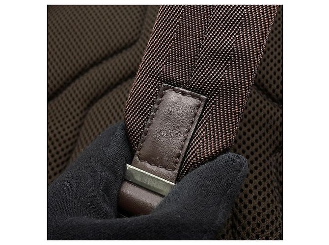Prada Triangle Nylon Leather Backpack Brown - view 13