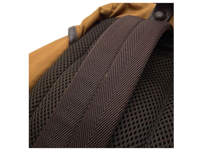Prada Triangle Nylon Leather Backpack Brown - view 15
