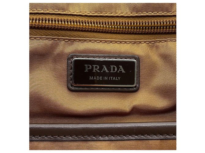 Prada Triangle Nylon Leather Backpack Brown - view 16