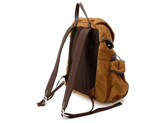 Prada Triangle Nylon Leather Backpack Brown - view 2