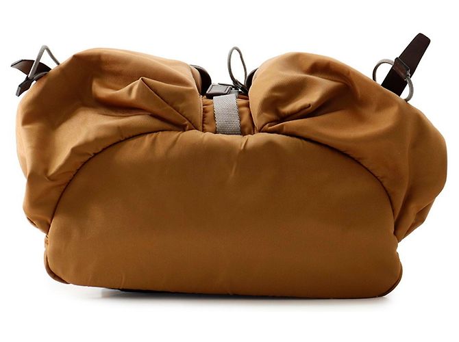 Prada Triangle Nylon Leather Backpack Brown - view 3