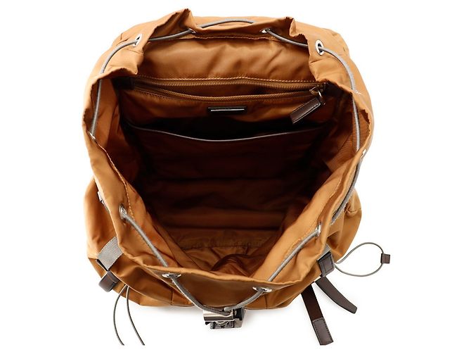 Prada Triangle Nylon Leather Backpack Brown - view 5