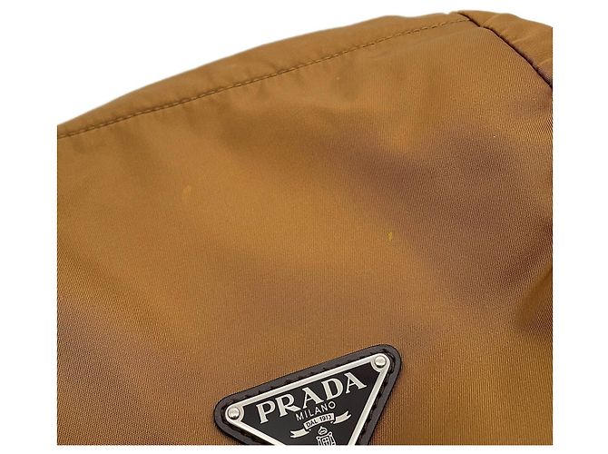 Prada Triangle Nylon Leather Backpack Brown - view 7