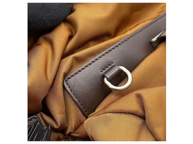 Prada Triangle Nylon Leather Backpack Brown - view 9