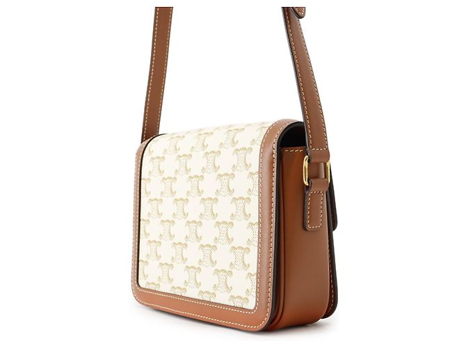 Céline Borsa a tracolla Celine Teen Triomphe Canvas Leather Marrone Crudo - vista 2