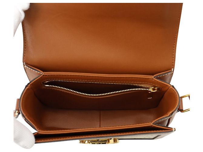 Céline Borsa a tracolla Celine Teen Triomphe Canvas Leather Marrone Crudo - vista 6