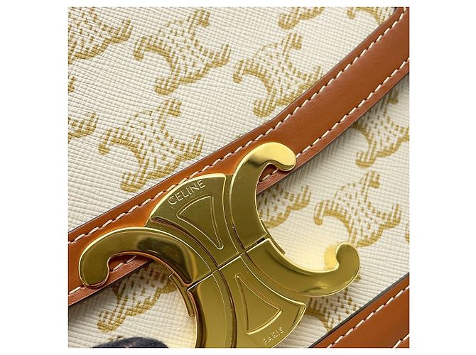 Céline Borsa a tracolla Celine Teen Triomphe Canvas Leather Marrone Crudo - vista 7