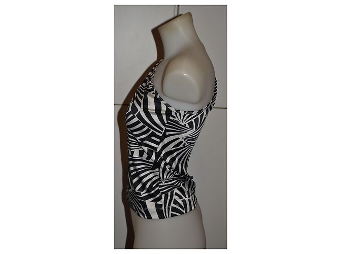 Top monohombro Pinko con estampado geométrico Negro Blanco - vista 2
