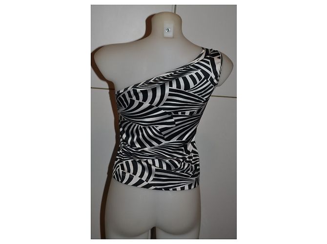 Top monohombro Pinko con estampado geométrico Negro Blanco - vista 3