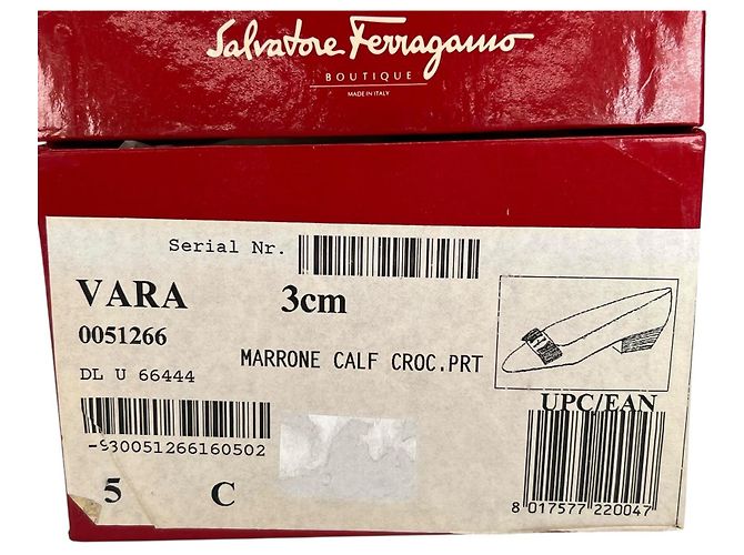 Salvatore Ferragamo VARA Pumps aus Krokodilleder Braun - Ansicht 12
