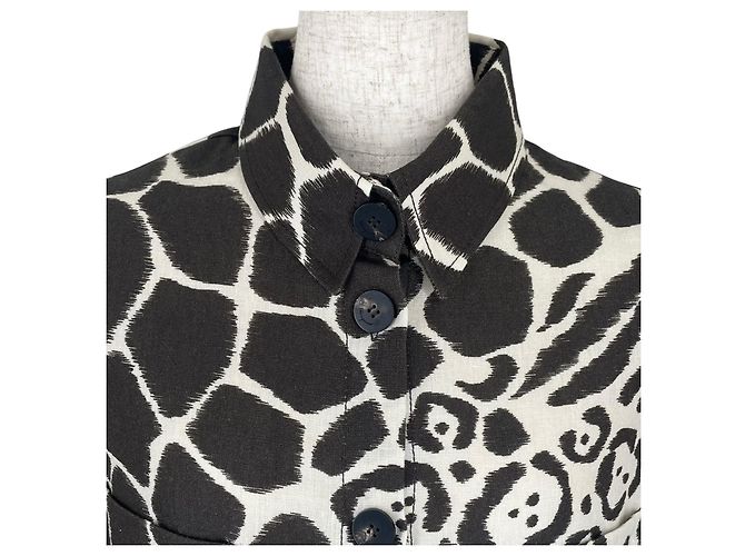 Camicia a maniche lunghe in lino Salvatore Ferragamo Marrone Beige - vista 4
