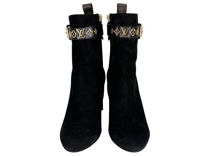 Bottines en cuir daim Louis Vuitton 1A965S Noir - vue 2