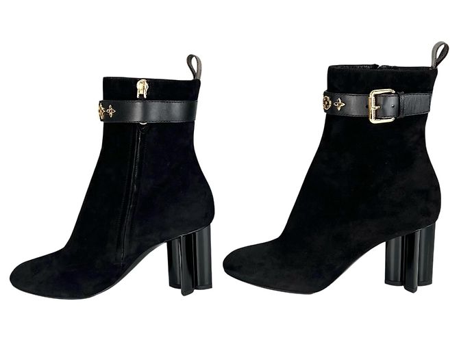 Bottines en cuir daim Louis Vuitton 1A965S Noir - vue 3