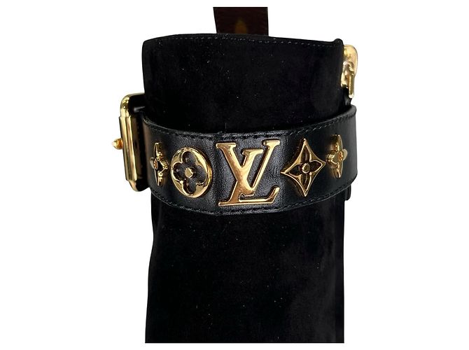 Bottines en cuir daim Louis Vuitton 1A965S Noir - vue 7