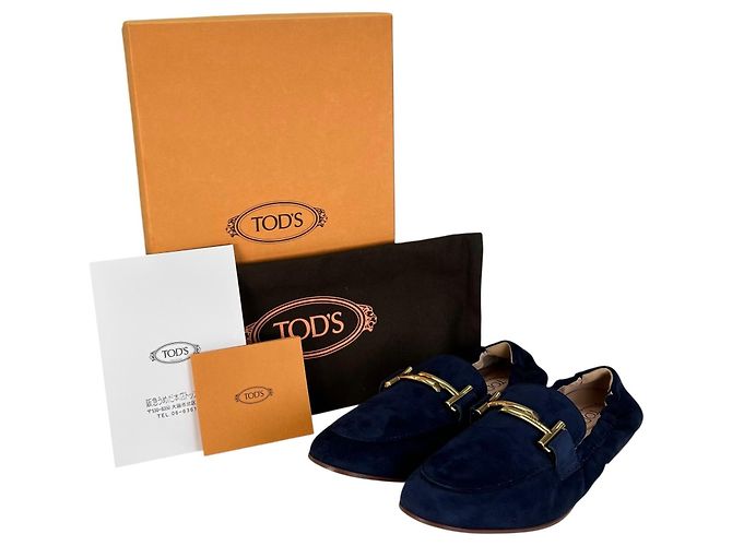 Tod's Mocassini in camoscio Tod’s Double T Blu Blu navy - vista 2