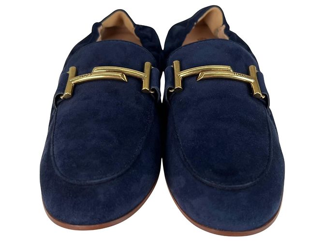 Tod's Mocassini in camoscio Tod’s Double T Blu Blu navy - vista 3