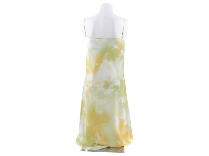 Autre Marque Vestido lencero de seda estampado Amarillo - vista 2