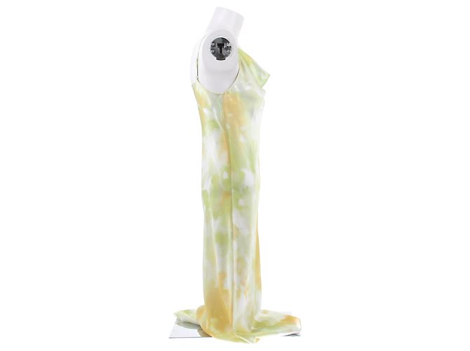 Autre Marque Vestido lencero de seda estampado Amarillo - vista 3