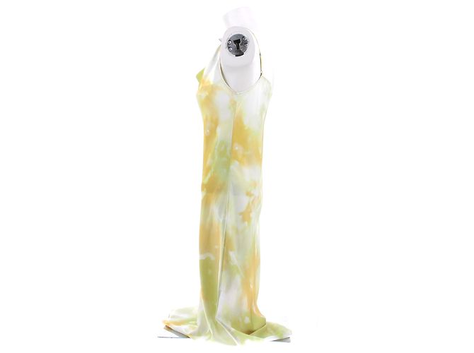 Autre Marque Vestido lencero de seda estampado Amarillo - vista 4