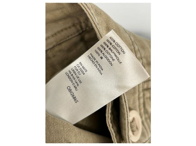Free People Beige gemusterte Denim-Shorts - Ansicht 4