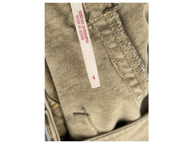 Free People Beige gemusterte Denim-Shorts - Ansicht 5