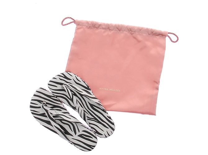 Sandali Amina Muaddi Zebra in pelle bianca 38 Bianco - vista 8