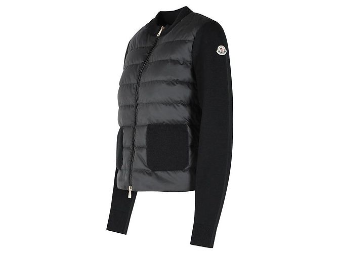 Moncler Cardigan de lana acolchado con cremallera para mujer Negro - vista 4