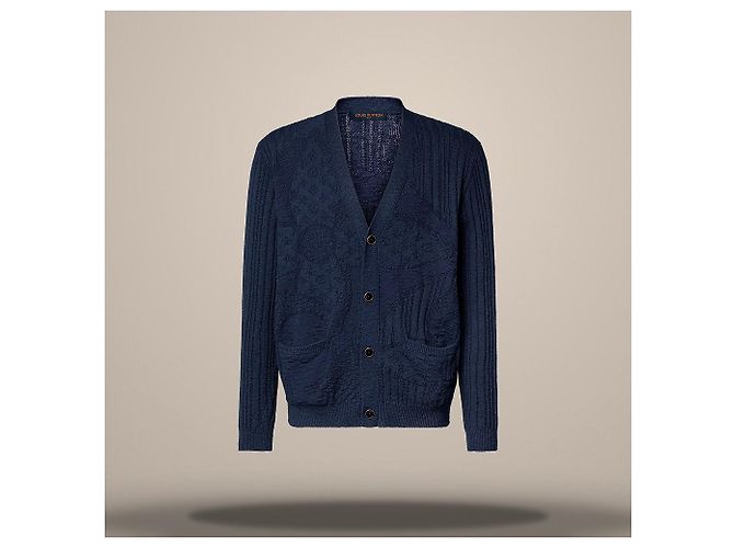 Louis Vuitton Monogram Flower Summery Langarm-Cardigan Regular Fit Blau - Ansicht 2