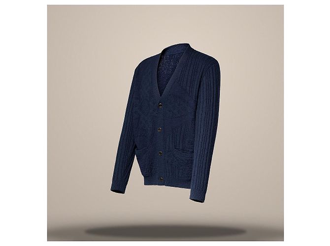 Louis Vuitton Monogram Flower Summery Langarm-Cardigan Regular Fit Blau - Ansicht 3