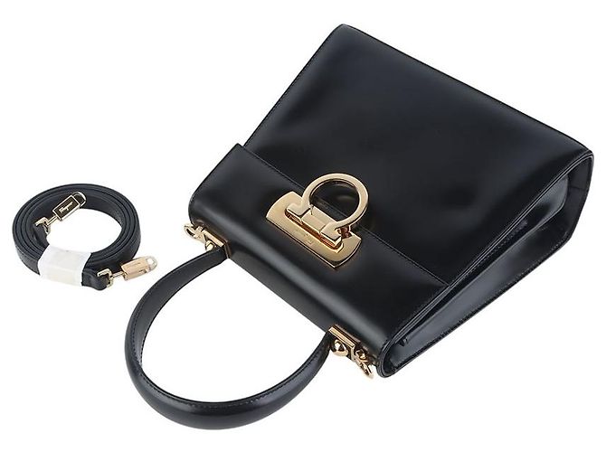 Salvatore Ferragamo Borsa a tracolla Kelly Small Gancini tono oro D'oro - vista 4