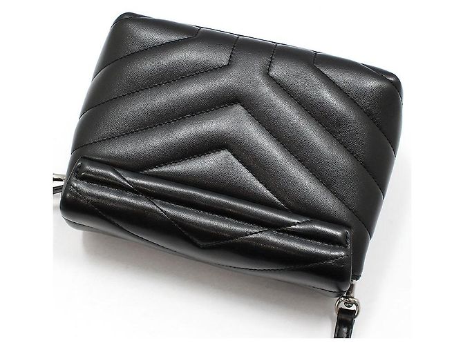 Saint Laurent Borsa a tracolla Loulou Toy Mini in pelle nera monogram - vista 4