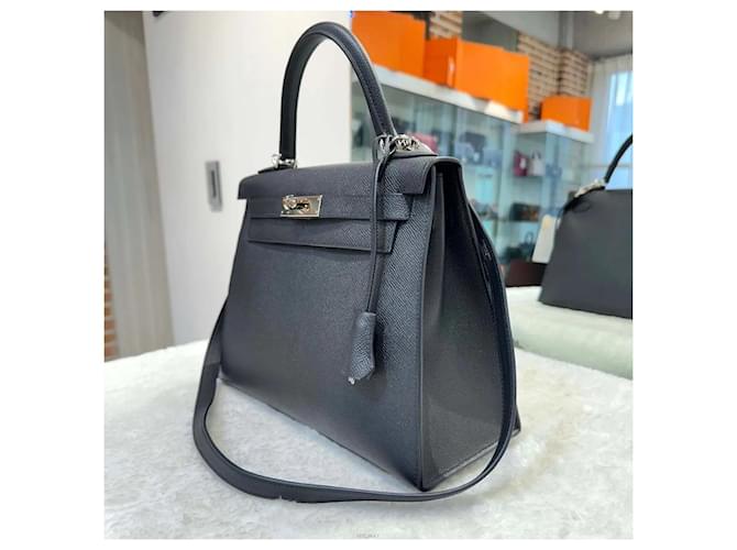 Hermès Timbro della dimensione della borsa Kelly Nero - vista 4
