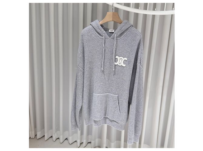 Céline Triope Rippstrick-Hoodie aus Wolle Grau XL Braun - Ansicht 2