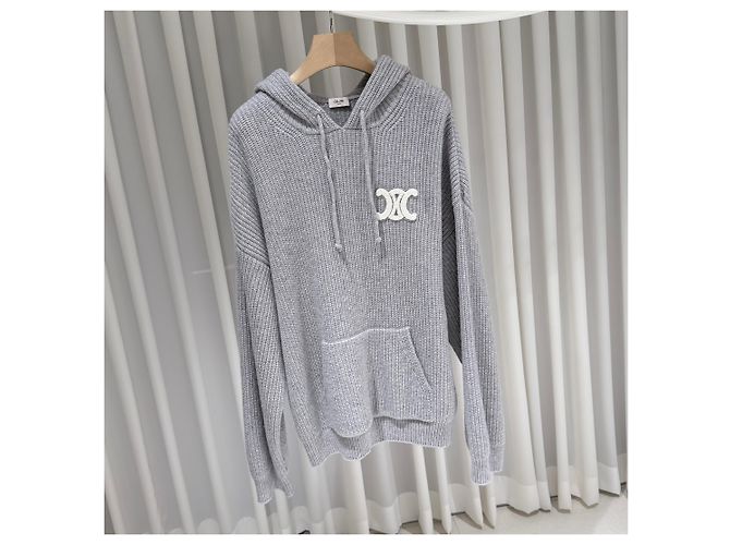 Céline Triope Rippstrick-Hoodie aus Wolle Grau XL Braun - Ansicht 3