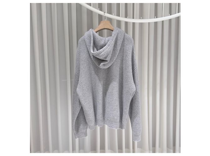 Céline Triope Rippstrick-Hoodie aus Wolle Grau XL Braun - Ansicht 5