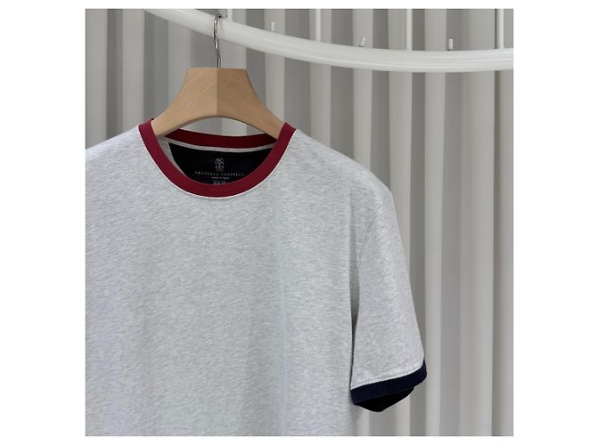 Brunello Cucinelli Baumwoll-T-Shirt mit Rundhalsausschnitt und kurzen Ärmeln Grau (XL) Braun - Ansicht 4