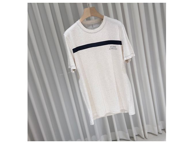 Brunello Cucinelli T-shirt a maniche corte e girocollo in cotone a righe (grade/XL) Bianco - vista 2