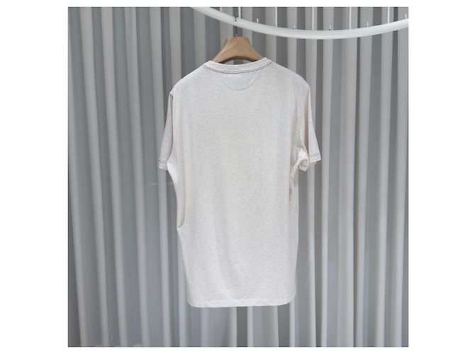 Brunello Cucinelli T-shirt a maniche corte e girocollo in cotone a righe (grade/XL) Bianco - vista 5