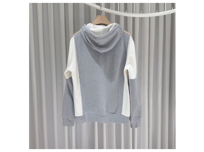 Brunello Cucinelli Set Pantaloni e Felpa con Cappuccio e Zip in Cotone Training Grigio Marrone - vista 4