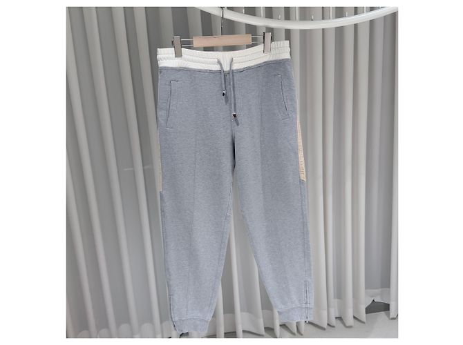 Brunello Cucinelli Set Pantaloni e Felpa con Cappuccio e Zip in Cotone Training Grigio Marrone - vista 8