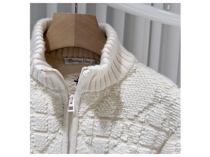 Dior Kaschmir-Woll-Cardigan mit Reißverschluss in Weiß (Größe - Ansicht 4