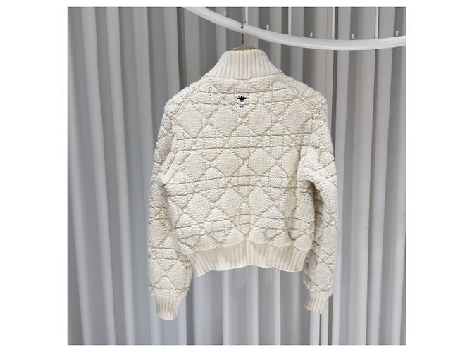 Dior Kaschmir-Woll-Cardigan mit Reißverschluss in Weiß (Größe - Ansicht 6