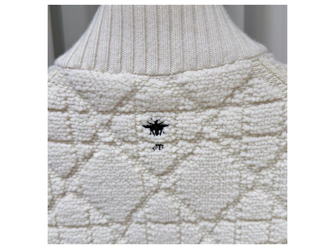 Dior Kaschmir-Woll-Cardigan mit Reißverschluss in Weiß (Größe - Ansicht 7